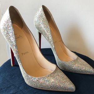 Christian Louboutin Gold Glitter Pointed Toe Pumps